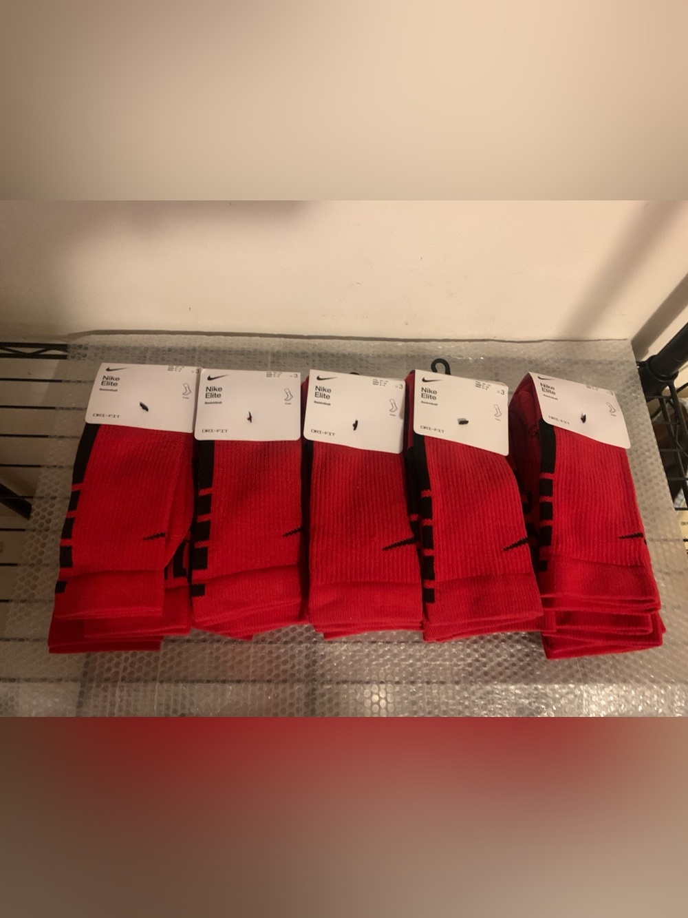 Lot Of 5 Nike Elite Dri-FIT Crew Socks University Red CW6063-657 Men’s M 6-8
